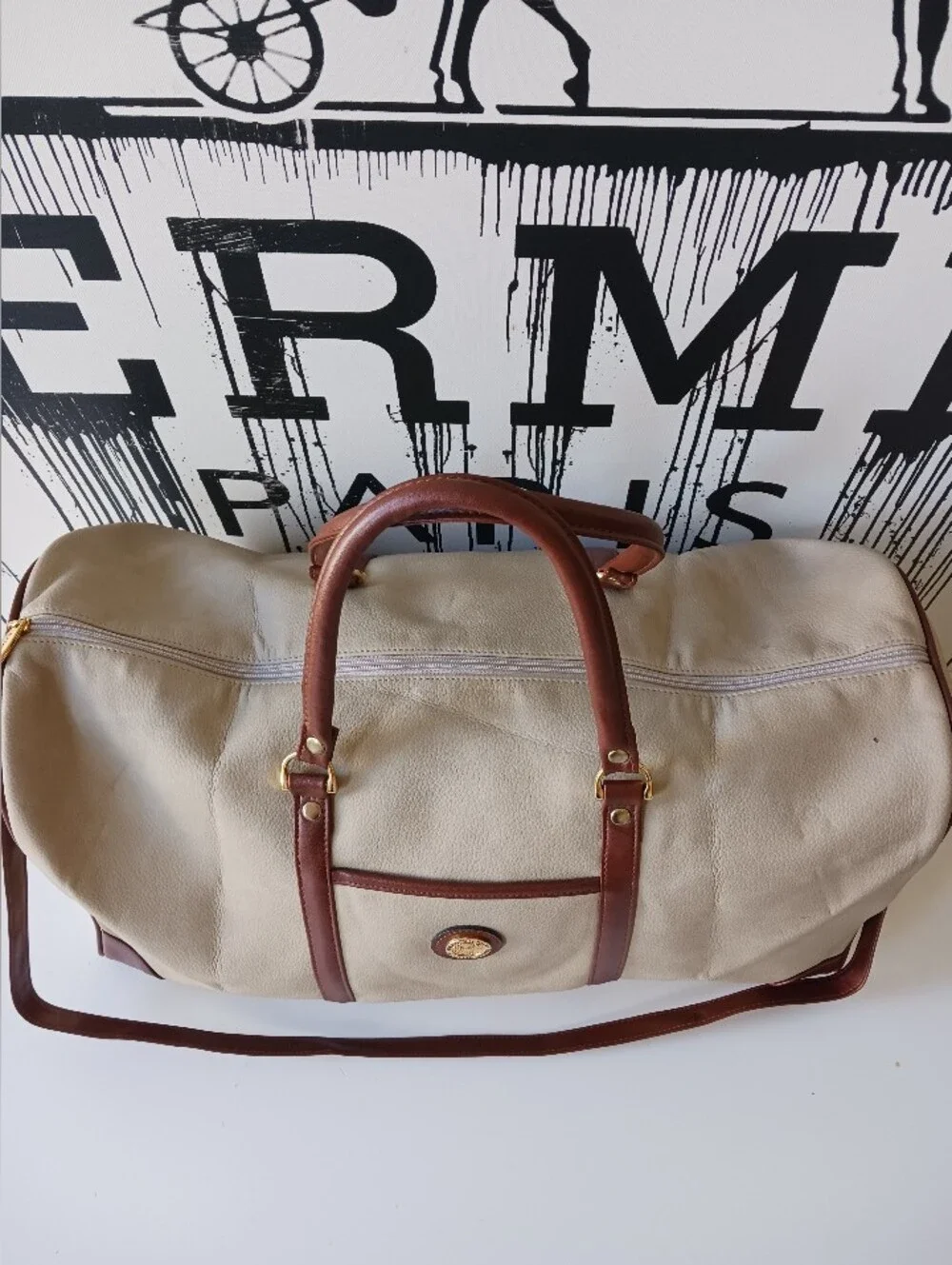 Pierre Balmain Leather Weekender Duffle , Travel Bag, Crossbody Bag